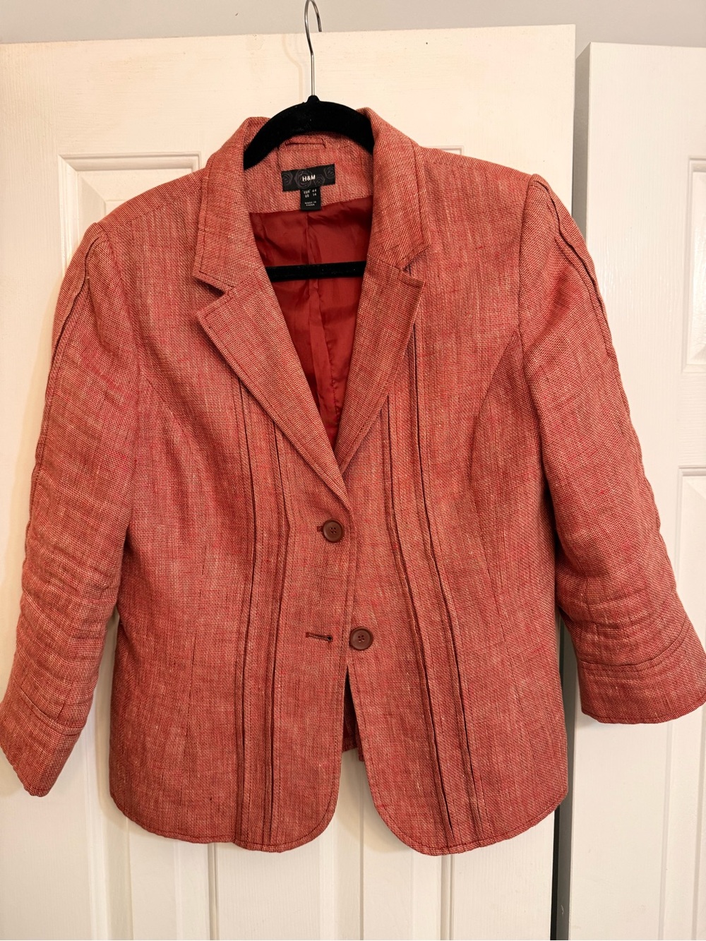H&M Textured Coral Rust Two-Button Blazer